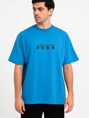 Men Blue Printed Cotton T-Shirt