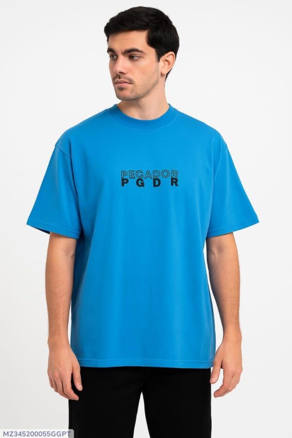 Men Blue Printed Cotton T-Shirt